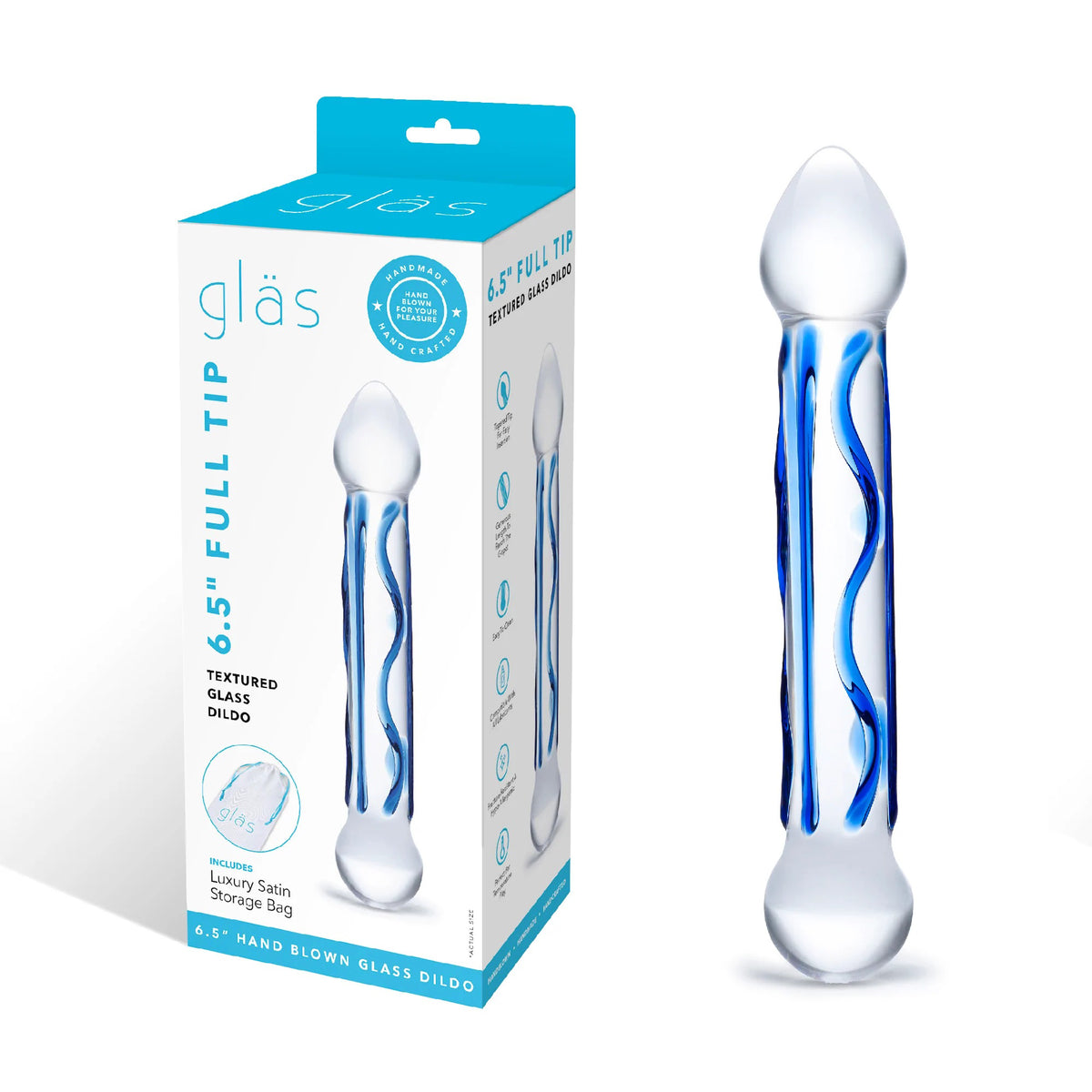 Full Tip Textured Glass Dildo