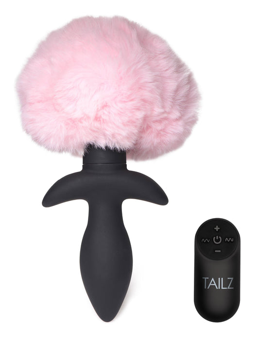 Waggerz Moving and Vibrating Bunny Tail Anal Plug  - Pink TZ-AG788