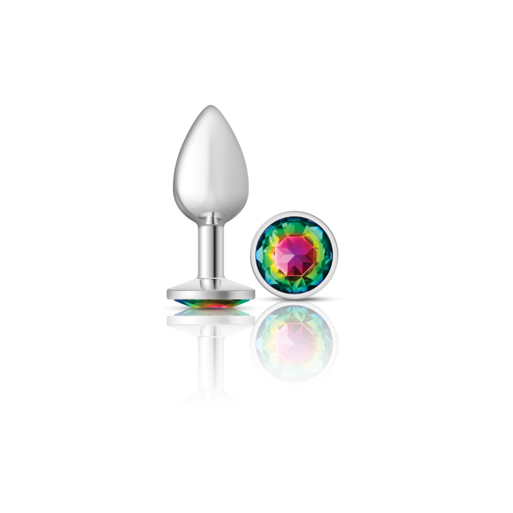 Cheeky Charms-Silver Metal Butt Plug- Round-Rainbow-Small VB-CC9117