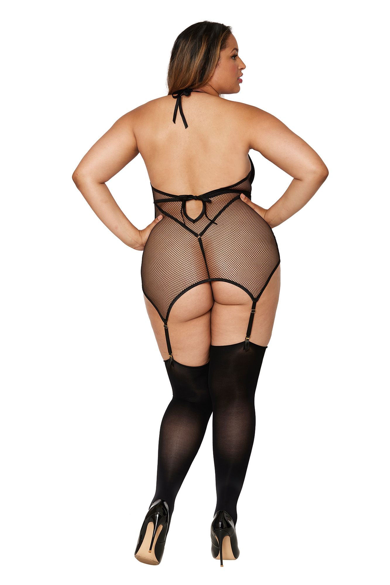 Garter Slip Teddy - One Size - Black