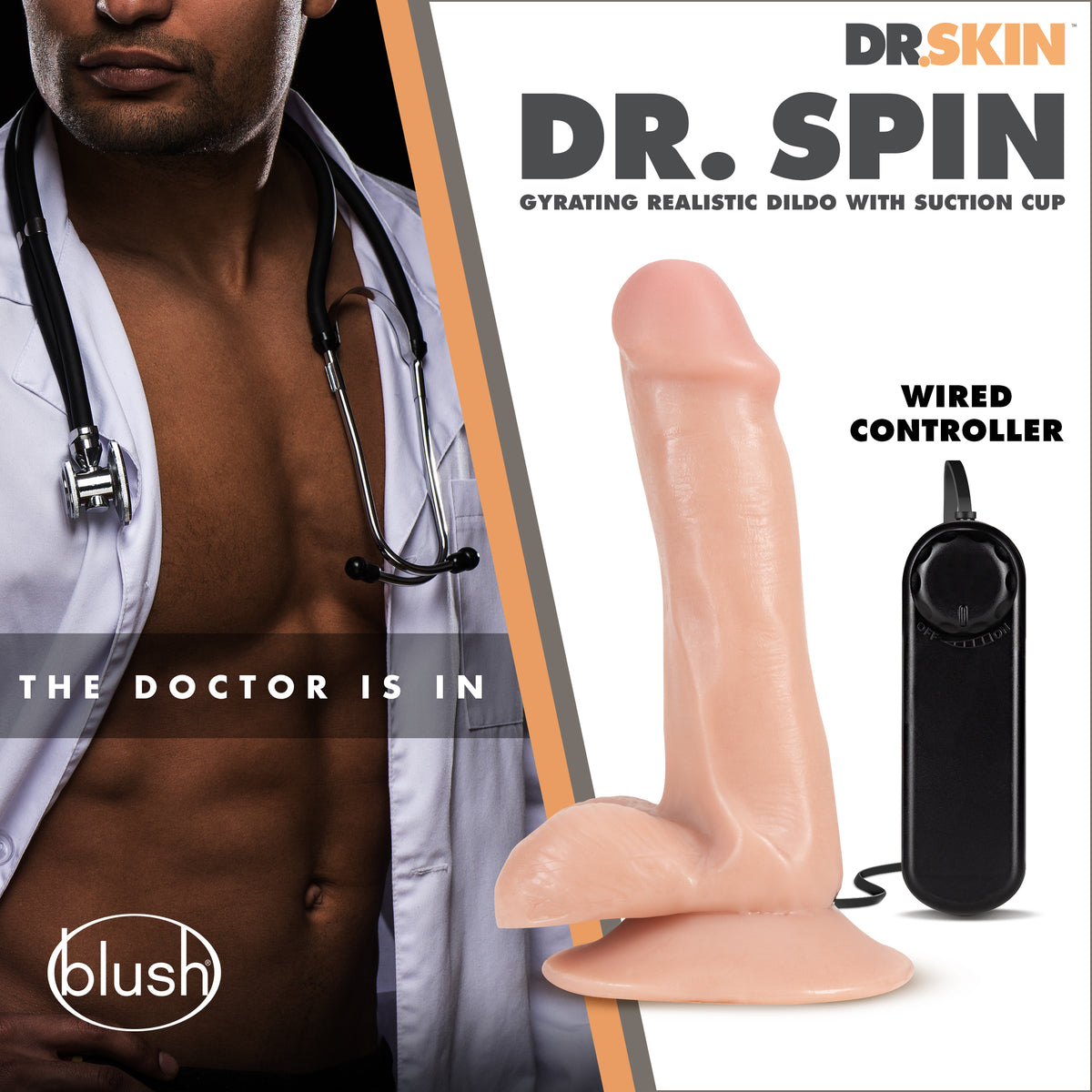 Dr Skin Dr Spin Gyrating Realistic Dildo Vanilla