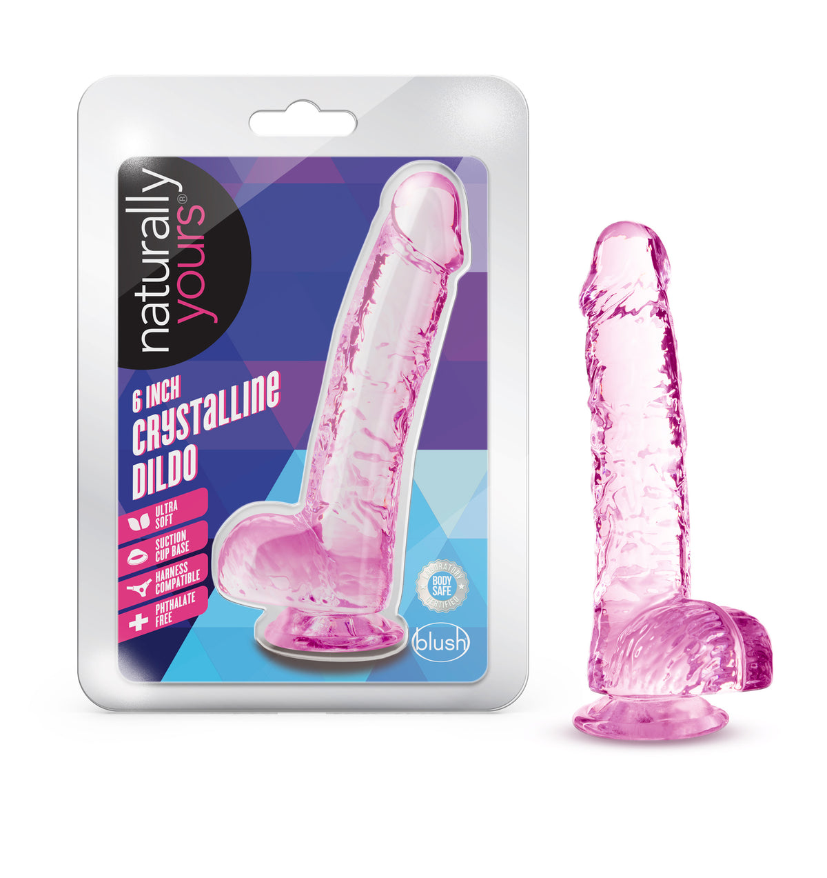 Naturally Yours Crystalline Dildo Rose