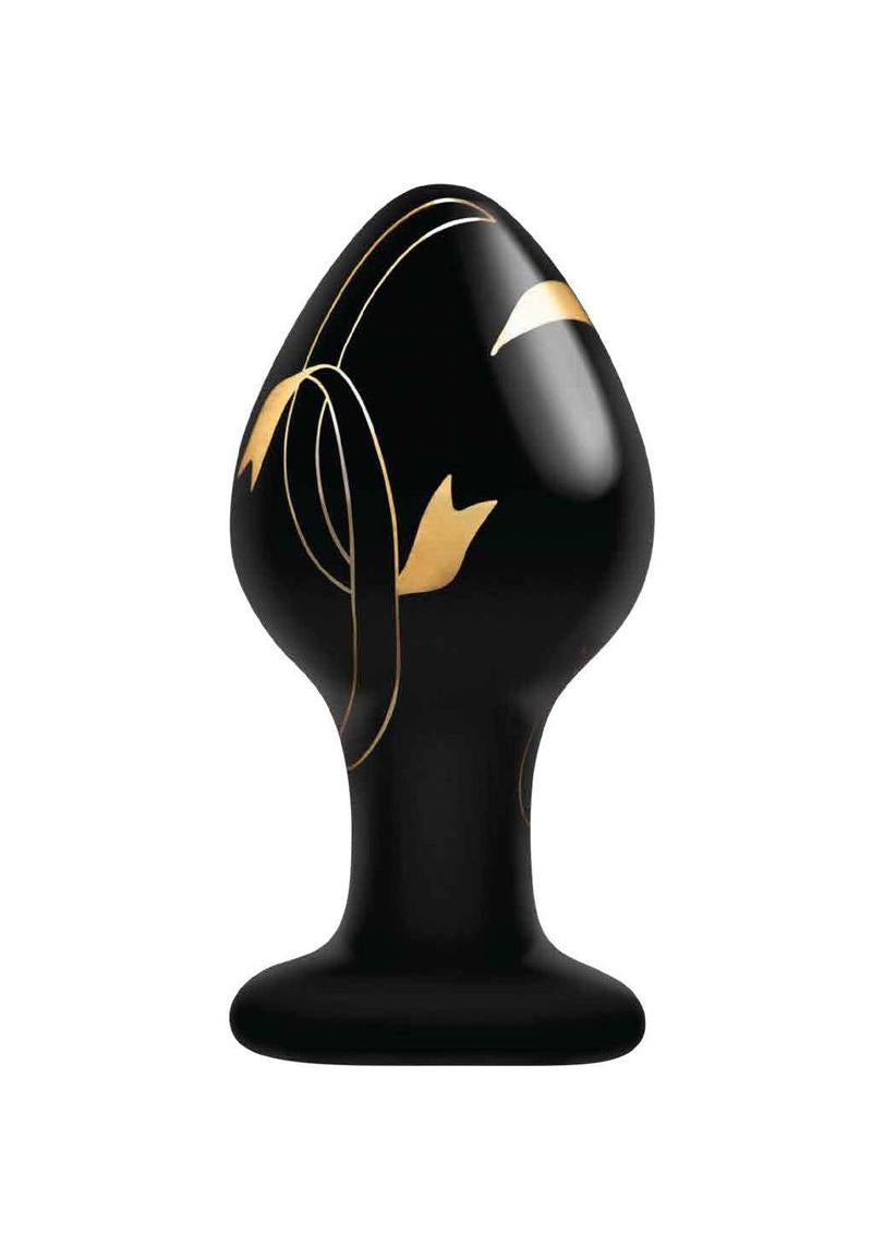Secret Kisses - 3.5 Inch Handblown Glass Plug - Black SK-3001