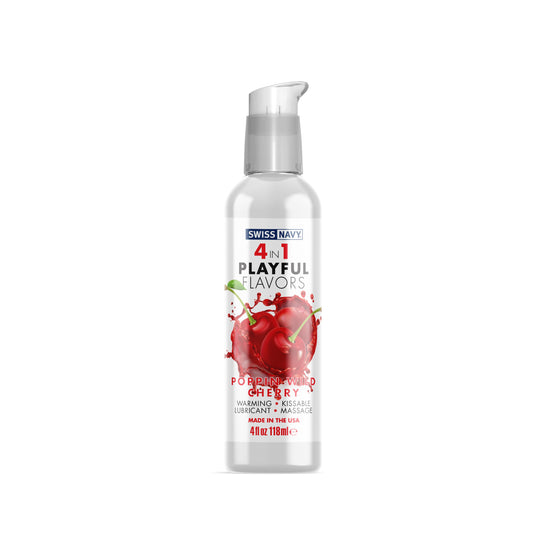 Swiss Navy 4-in-1 Playful Flavors - Pop'n Wild  Cherry - 4 Fl. Oz. MD-SN4N1FPWC4